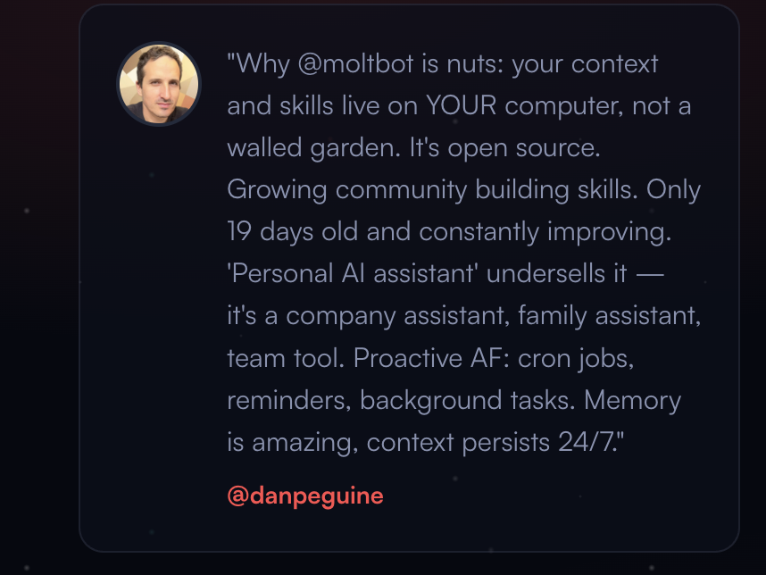 Dan Peguine on Moltbot's proactive capabilities